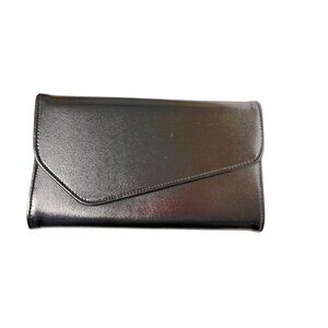 Metallic Silver Evening Clutch Evening Bag Diagonal Flap Closure Card Slots